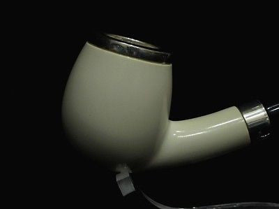 Smooth Apple Billiard Block Meerschaum pipe Acrylic 2 silver band Big Bowl 6799