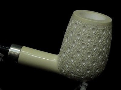 Straight Lattice Billiard Meerschaum pipe Acrylic Stem Silver band Cor Huge 4656