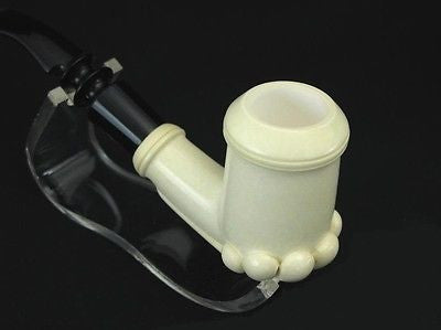 Smooth Oyster Smoking Block Meerschaum Pipe Acrylic stem Colors Faster Case 1476
