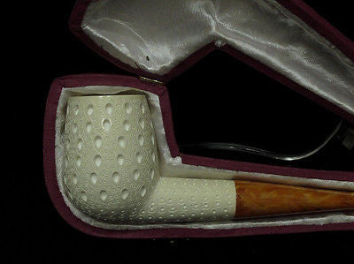 Lattice Canadian Straight Billiard Meerschaum pipe Freehand Case Big Bowl 9193