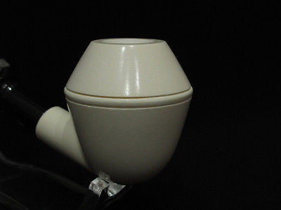 Smooth Bulldog Rhodesian Block Meerschaum Pipe Black Acrylic Stem Hand made 9560