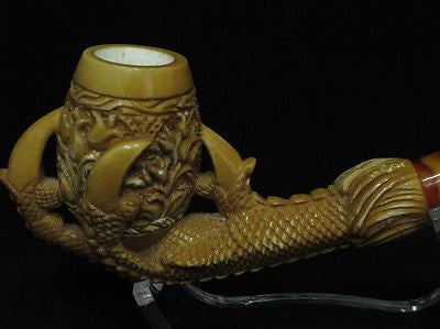 Big Eagle Claw & Floral Egg Block Meerschaum Pipe by Cor Turkey Gift Case 8251