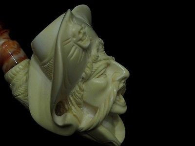 Pirate of the Caribbean Block Meerschaum Pipe Free hand - Full Bent Perfect 0465