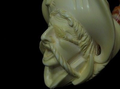 Pirate of the Caribbean Block Meerschaum Pipe Free hand - Full Bent Perfect 0465
