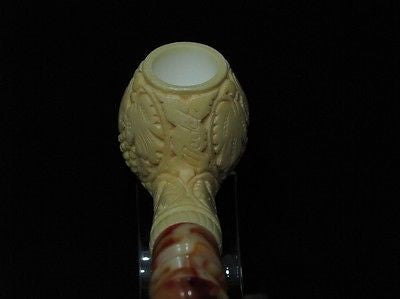 Vineyard Leaves Block Meerschaum Pipe Yuletide Patina Freehand Sitter New 6570