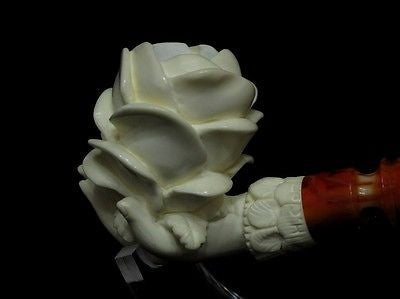 Rose in Lady Hand Floral Block Meerschaum Pipe Cor Ideal Gift Ladies Turkey 8405