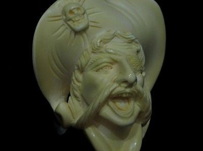 Pirate of the Caribbean Block Meerschaum Pipe Free hand - Full Bent Perfect 0465