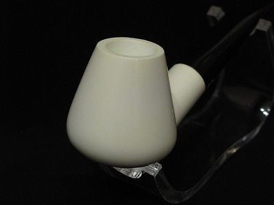 Smooth Bent Coffee Pot Solid Block Meerschaum Pipe Acrylic Stem Free hand 0059