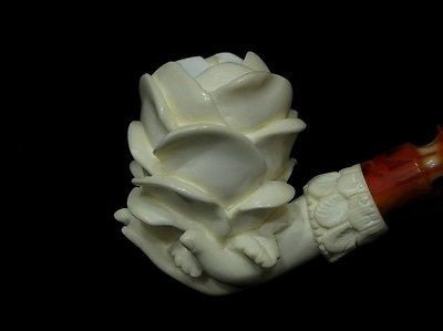 Rose in Lady Hand Floral Block Meerschaum Pipe Cor Ideal Gift Ladies Turkey 8405