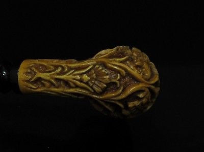 Deep Flowers Embossed Floral Meerschaum pipe Vintage looks Brown Patina Cor 4160