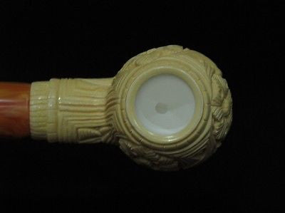 Floral Reef Knot Meerschaum Pipe Flat Eclipse stem by Medet Freehand Ideal 4573