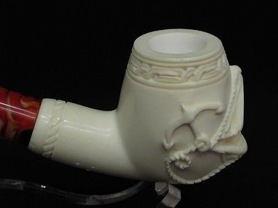 Captain Billiard Block Meerschaum Pipe Anchor Sail Boat Emblems Gift case 3825