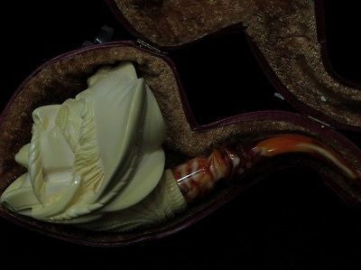 Pirate of the Caribbean Block Meerschaum Pipe Free hand - Full Bent Perfect 0465