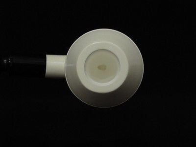 Smooth Bulldog Rhodesian Block Meerschaum Pipe Black Acrylic Stem Hand made 9560