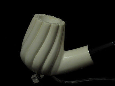 Swirling Bent Billiard Block Meerschaum pipe Acrylic stem Case Light weight 4604
