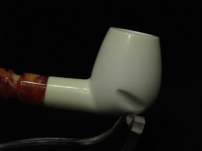 Smooth Straight Billiard Block Meerschaum Pipe Freehand Case Daily Smoking 6404