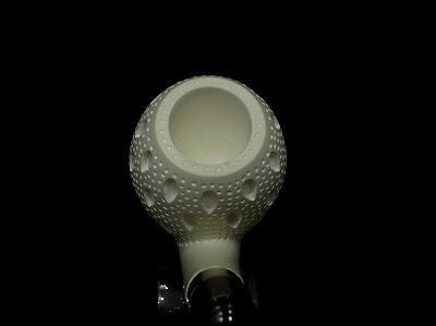 Full Bent Lattice Apple Block Meerschaum pipe Acrylic stem Silver Ring Gift 1240