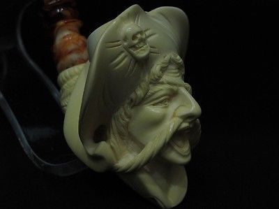 Pirate of the Caribbean Block Meerschaum Pipe Free hand - Full Bent Perfect 0465
