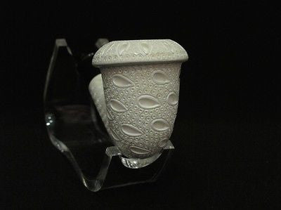Lattice Bent Calabash Block Meerschaum Pipe 2 stems Churchwarden - Classic 4336