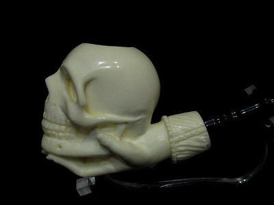 Skull in hand Block Meerschaum pipe by H. Cor Gift case Excellent Quality 4117