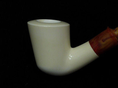 Smooth Plain Classic Half Bent Block Meerschaum pipe Hand carved Gift Case 9063