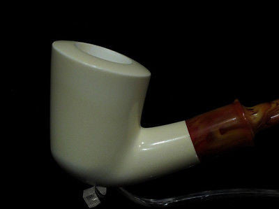 Smooth Plain Classic Half Bent Block Meerschaum pipe Hand carved Gift Case 9063