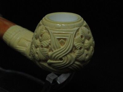 Floral Reef Knot Meerschaum Pipe Flat Eclipse stem by Medet Freehand Ideal 4573