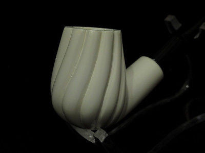 Swirling Bent Billiard Block Meerschaum pipe Acrylic stem Case Light weight 4604