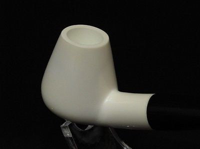 Smooth Bent Coffee Pot Solid Block Meerschaum Pipe Acrylic Stem Free hand 0059