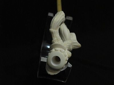 Floral Meerschaum Cigarette Holder 7.5 mm Long Bamboo stem Silver tip Rare 7652
