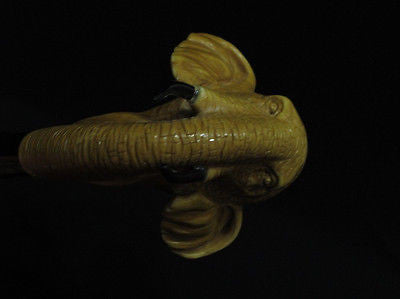 Brown Elephant Block Meerschaum Pipe Trunk by Cor Black Acrylic Tusks, Stem 8925