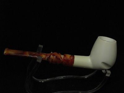 Smooth Straight Billiard Block Meerschaum Pipe Freehand Case Daily Smoking 6404