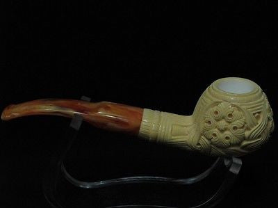 Floral Reef Knot Meerschaum Pipe Flat Eclipse stem by Medet Freehand Ideal 4573