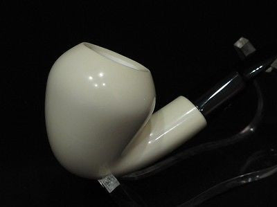 Smooth Bent Pear Meerschaum Pipe Rare Flat Eclipse Acrylic stem Good size 2587
