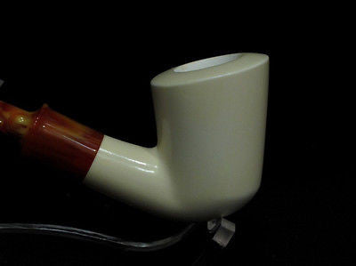 Smooth Plain Classic Half Bent Block Meerschaum pipe Hand carved Gift Case 9063