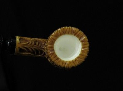 Deep Flowers Embossed Floral Meerschaum pipe Vintage looks Brown Patina Cor 4160
