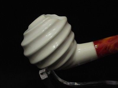 Swirling Block Meerschaum Pipe Freehand Smoking Gift Case Long stem Meerco 7502