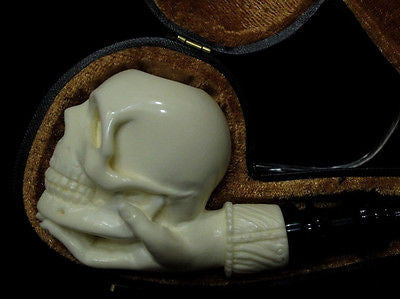 Skull in hand Block Meerschaum pipe by H. Cor Gift case Excellent Quality 4117