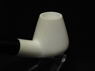 Smooth Bent Coffee Pot Solid Block Meerschaum Pipe Acrylic Stem Free hand 0059