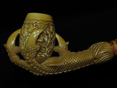 Big Eagle Claw & Floral Egg Block Meerschaum Pipe by Cor Turkey Gift Case 8251