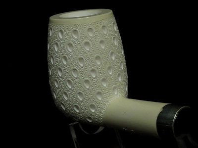 Straight Lattice Billiard Meerschaum pipe Acrylic Stem Silver band Cor Huge 4656