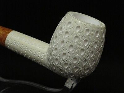 Lattice Straight Billiard Meerschaum Pipe Block Canadian Freehand Big Bowl 3769