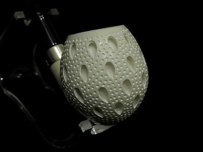 Full Bent Lattice Apple Block Meerschaum pipe Acrylic stem Silver Ring Gift 1240