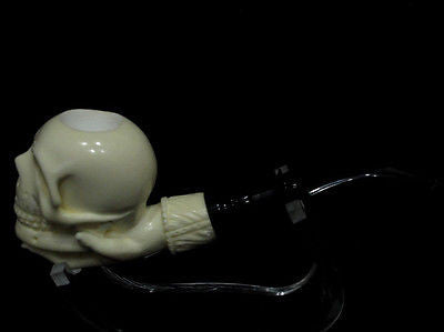 Skull in hand Block Meerschaum pipe by H. Cor Gift case Excellent Quality 4117