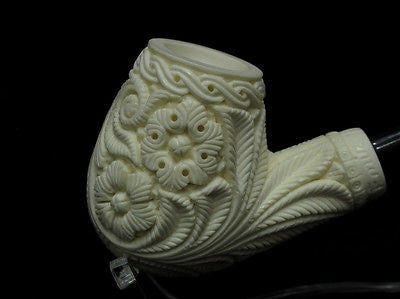 Flowers Bent Billiard Block Meerschaum pipe Emin Gift smoke pipes Big Bowl 3478
