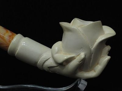 Rose in Lady Hand Floral Block Meerschaum Pipe Freehand Gift Case by Cevher 8313