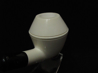 Smooth Bulldog Rhodesian Block Meerschaum Pipe Black Acrylic Stem Hand made 9560
