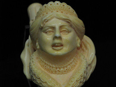 Spanish Queen Lady Crooked Teeth Bent Block Meerschaum Pipe Huge Gift Case 3531