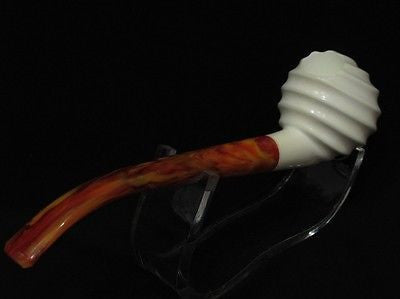 Swirling Block Meerschaum Pipe Freehand Smoking Gift Case Long stem Meerco 7502