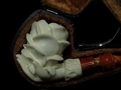 Rose in Lady Hand Floral Block Meerschaum Pipe Cor Ideal Gift Ladies Turkey 8405